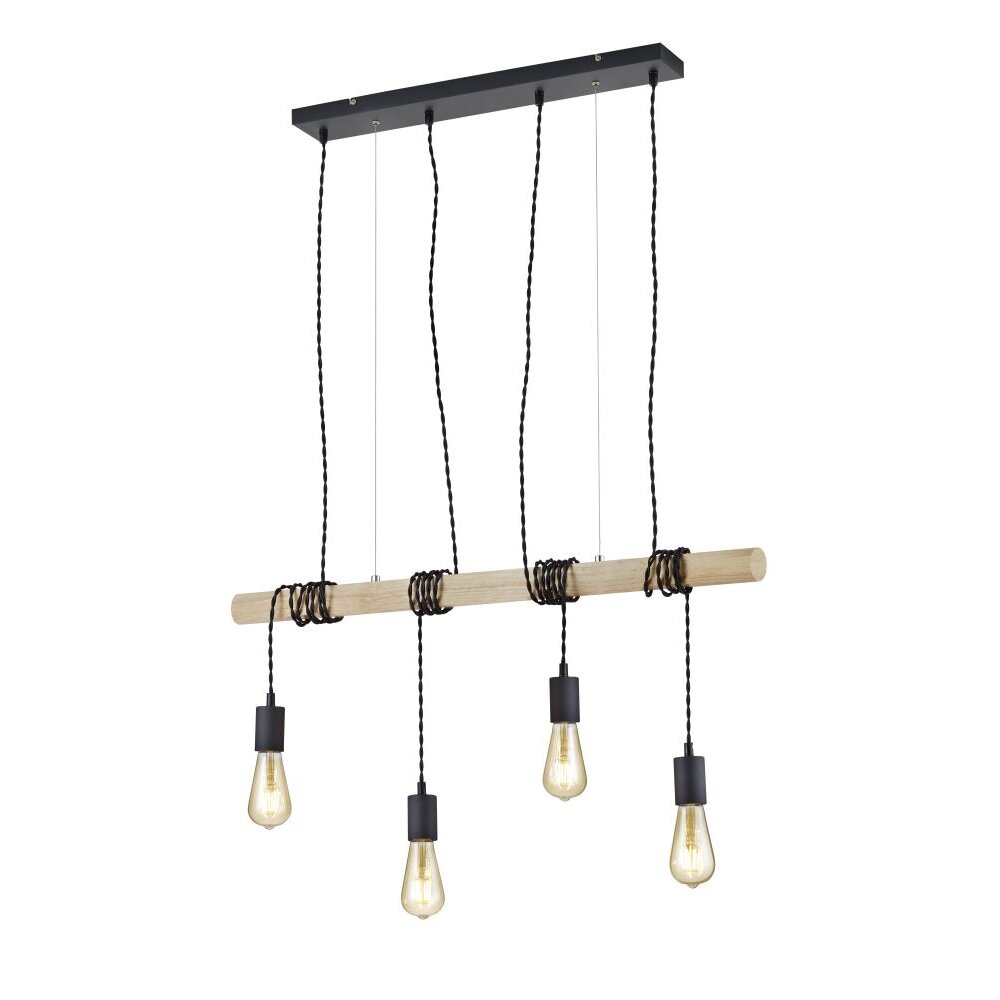 Suspension Reality BRODY Noir, 4 lumières main product photo