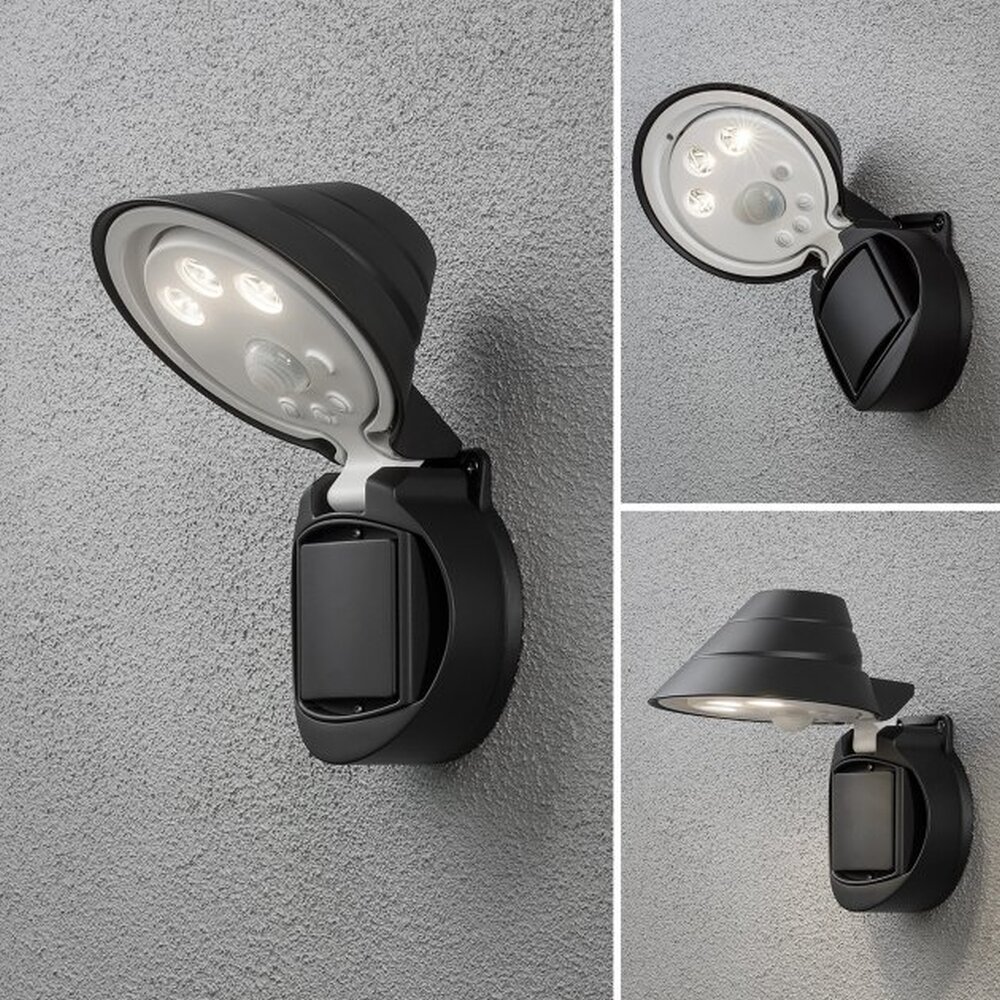 Applique murale Konstsmide Prato LED Noir, 1 lumière, Détecteur de mouvement main product photo