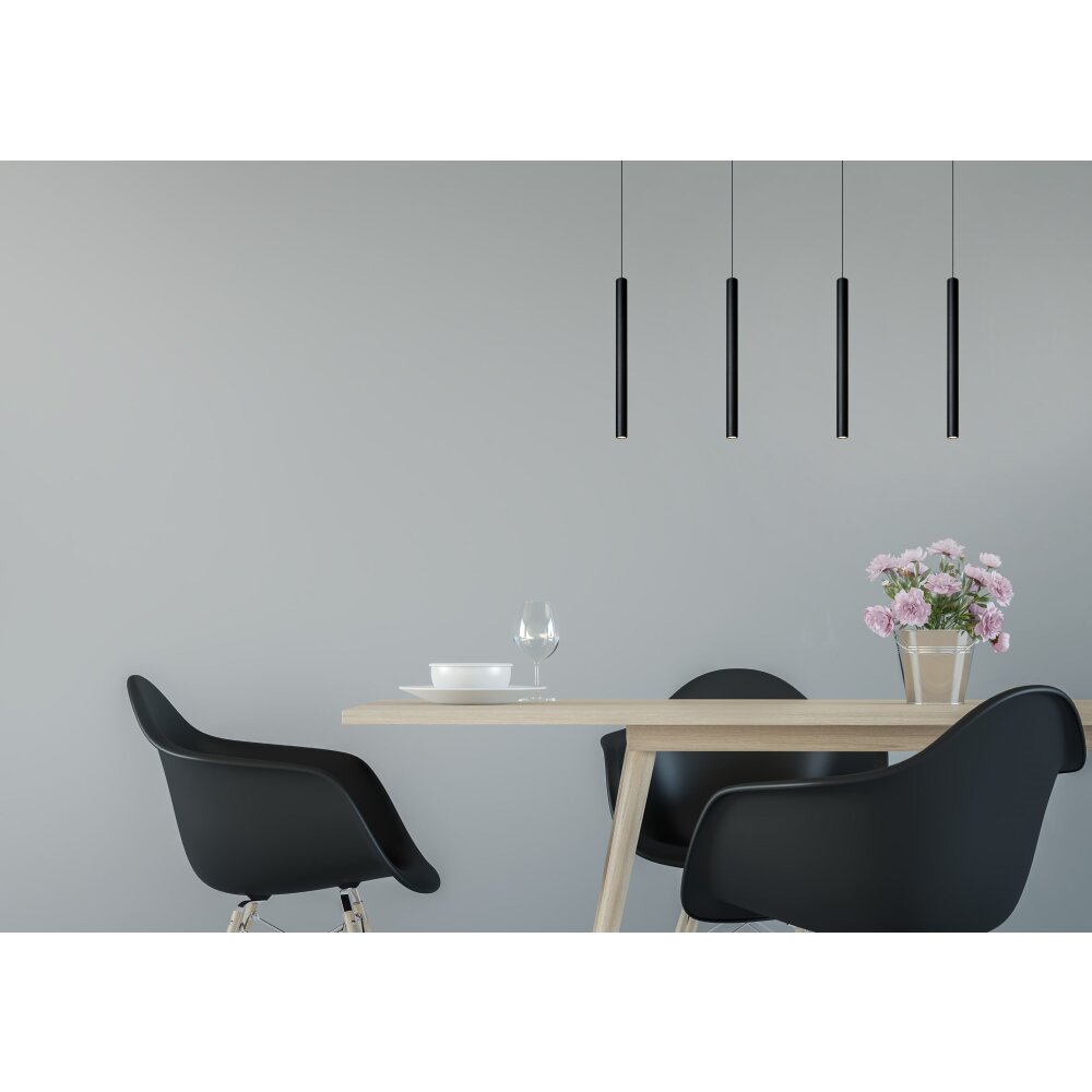 Suspension Lucide LORENZ LED Noir, 4 lumières main product photo