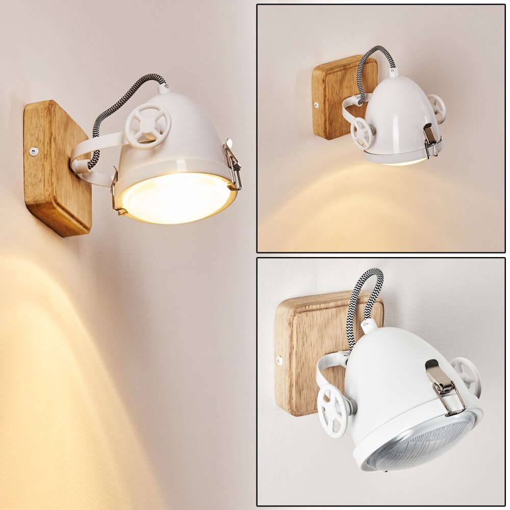 Applique murale Coruna Bois clair, Blanc, 1 lumière main product photo