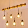Suspension Barbengo Bois clair, Noir, 6 lumières