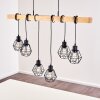 Suspension Barbengo Bois clair, Noir, 6 lumières