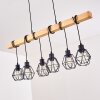 Suspension Barbengo Bois clair, Noir, 6 lumières
