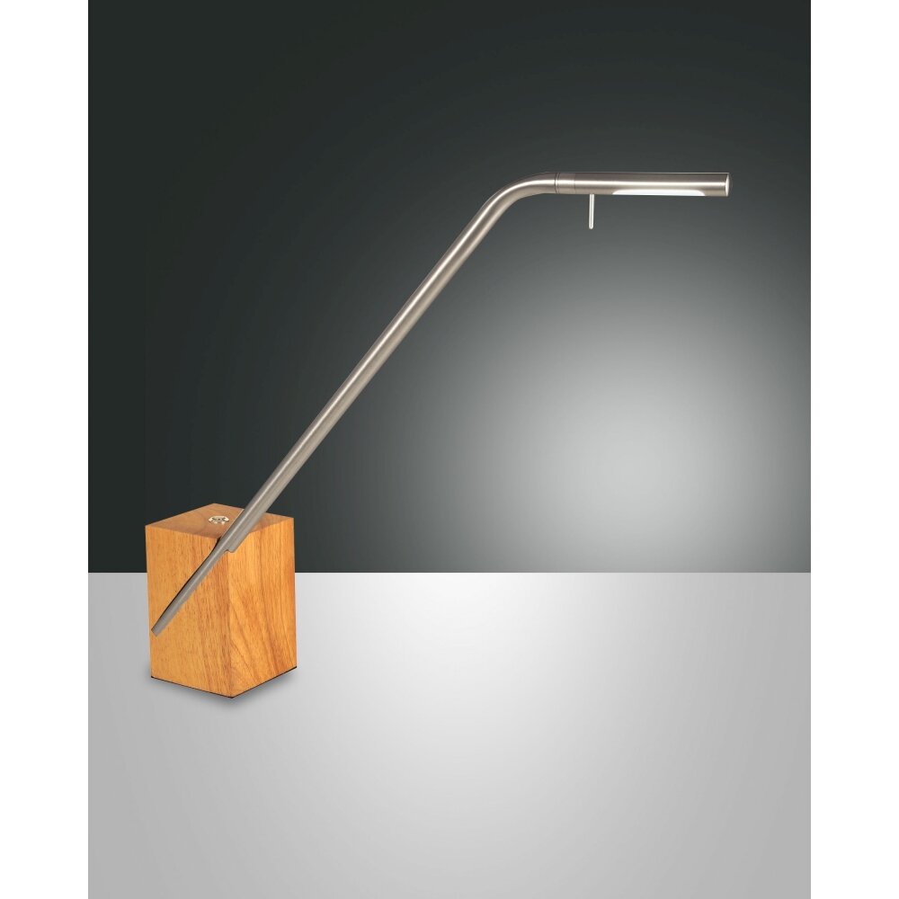 Lampe à poser Fabas Luce Viktor LED Bois clair, Nickel mat, 1 lumière main product photo
