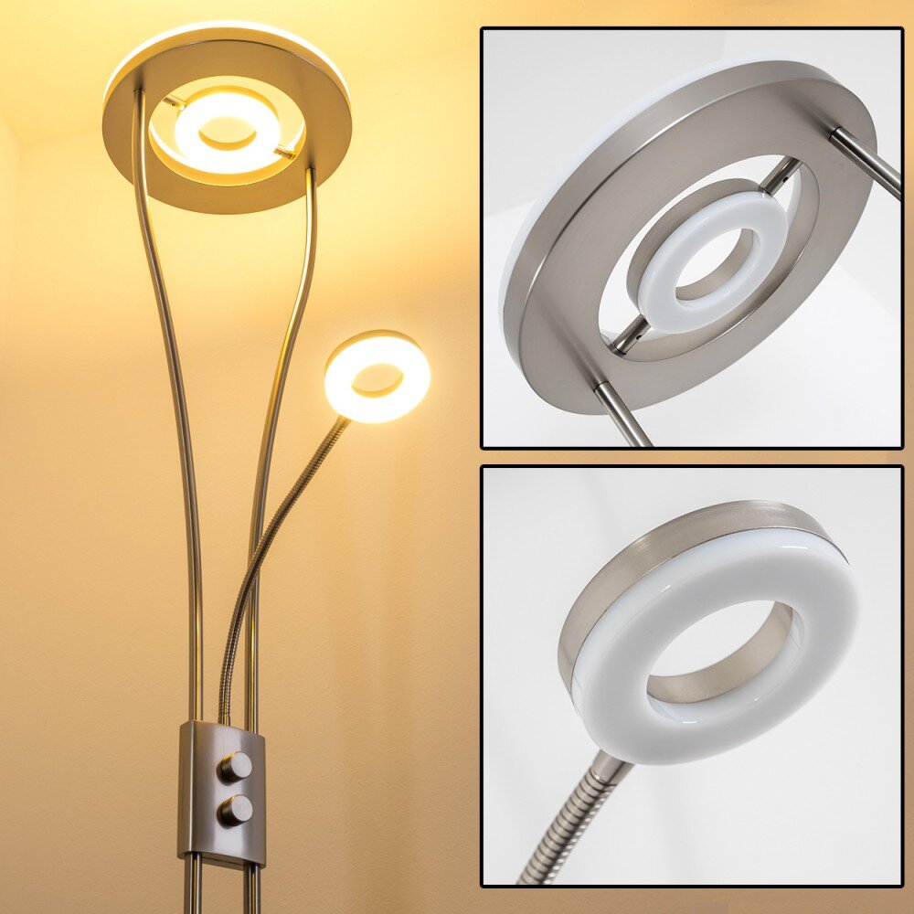 Lampadaire à vasque Watino LED Nickel mat, 3 lumières main product photo