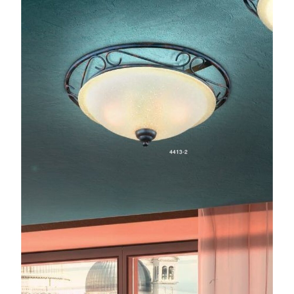 Plafonnier Globo RUSTICA II Rouille, 2 lumières main product photo