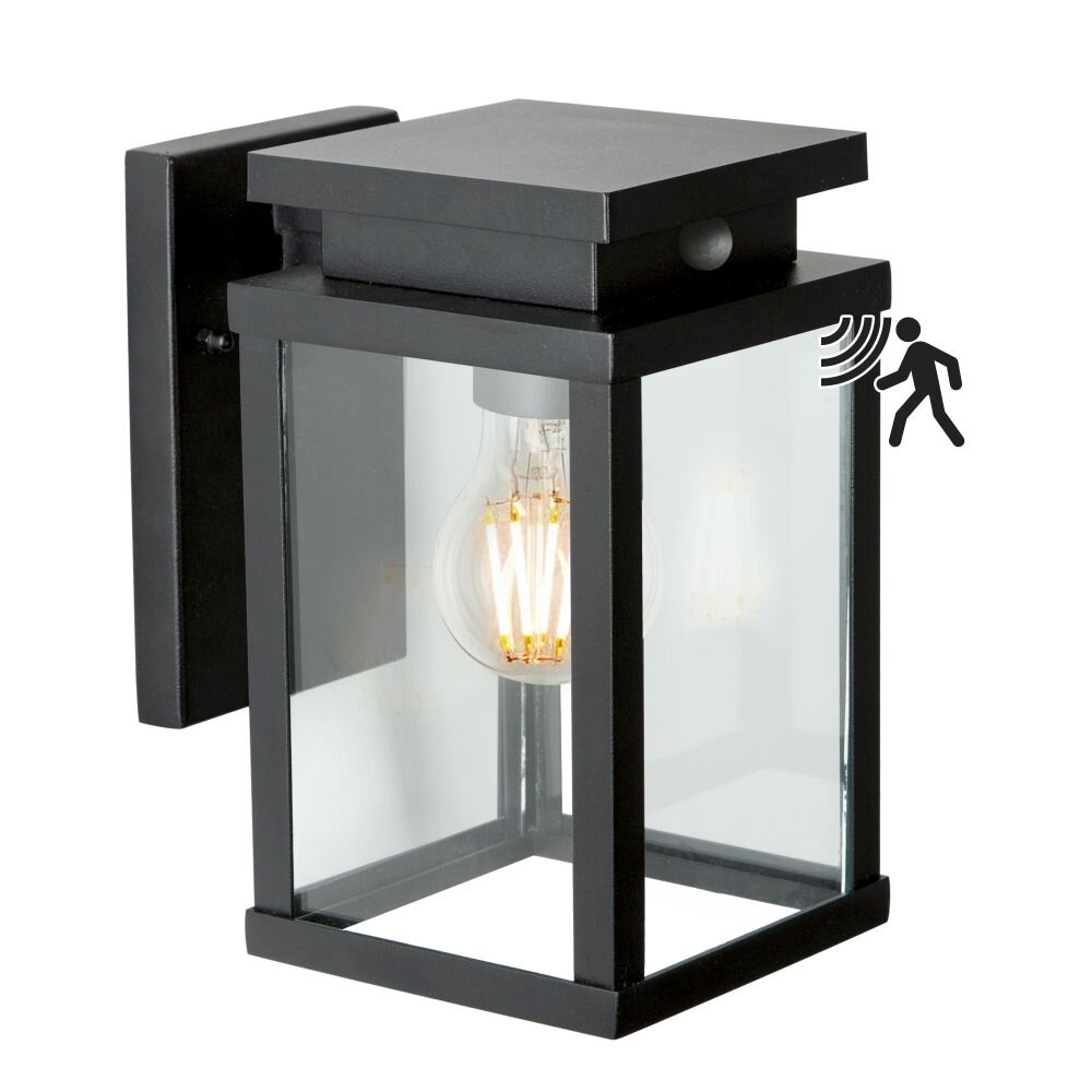 Applique murale KS Verlichting Jersey Noir, 1 lumière, Détecteur de mouvement main product photo