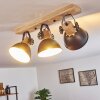 Plafonnier Orny Anthracite, Bois clair, 3 lumières