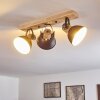 Plafonnier Orny Anthracite, Bois clair, 3 lumières