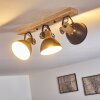 Plafonnier Orny Anthracite, Bois clair, 3 lumières