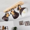 Plafonnier Orny Anthracite, Bois clair, 3 lumières