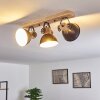 Plafonnier Orny Anthracite, Bois clair, 3 lumières