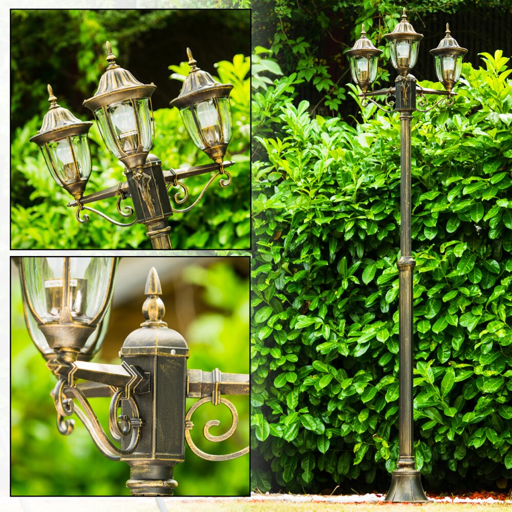 Réverbère Ribadeo Noir doré, 3 lumières main product photo