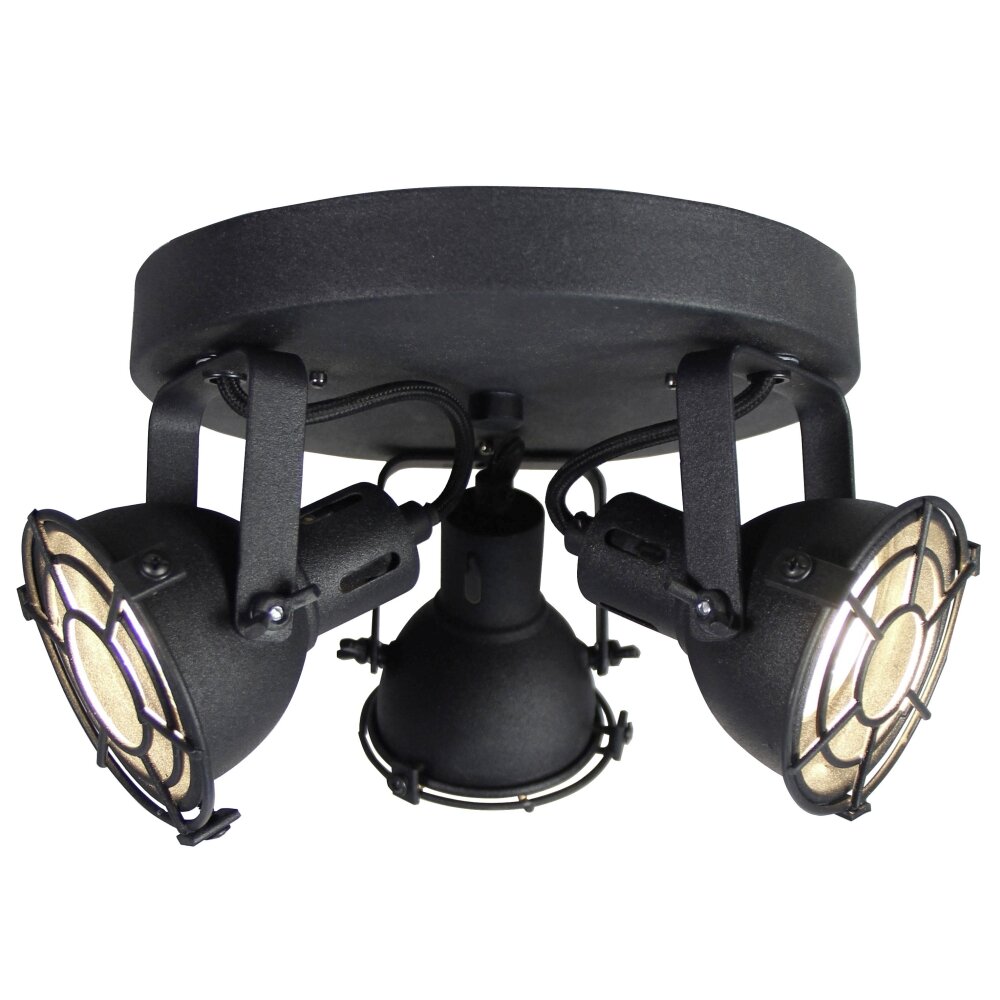 Plafonnier rond à spots Brilliant Jesper LED Noir, 3 lumières main product photo
