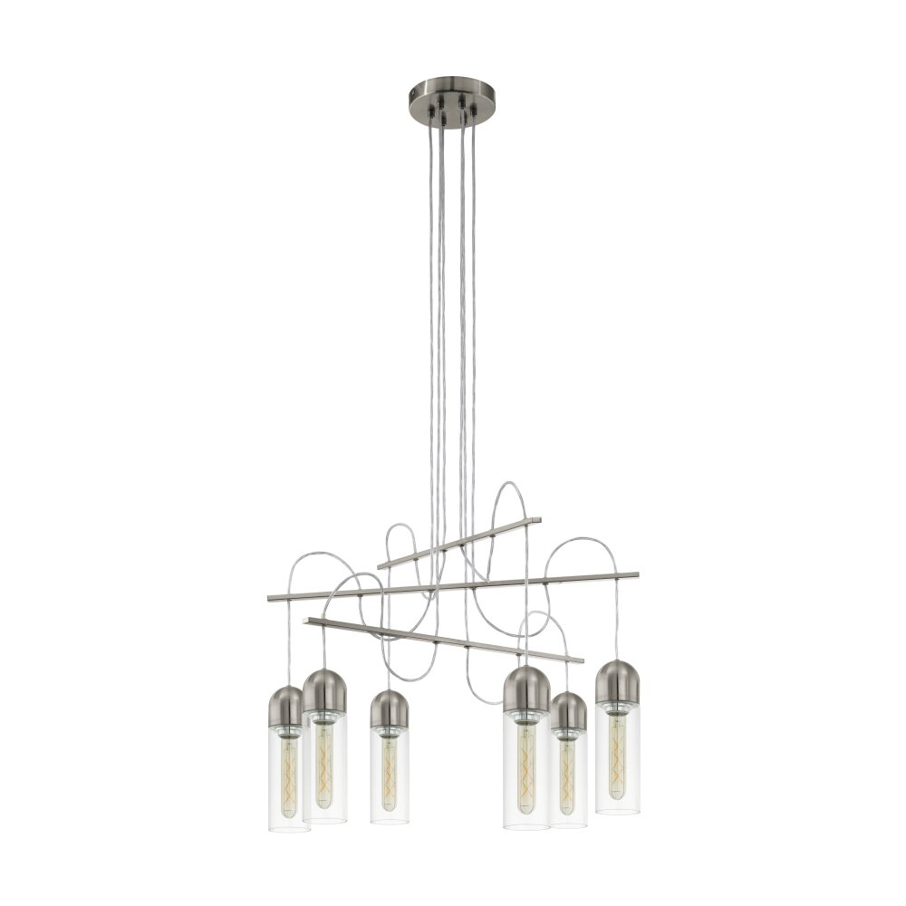 Suspension Eglo ZACHARO LED Nickel mat, 6 lumières main product photo