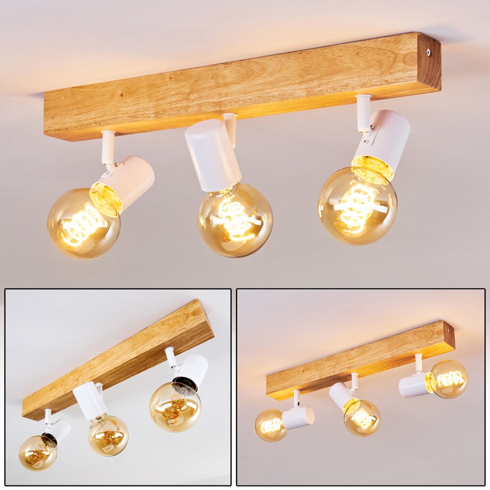 Plafonnier Barbengo Bois clair, Blanc, 3 lumières main product photo