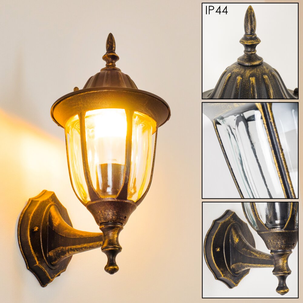 Applique murale d'extérieur Ribadeo Noir doré, 1 lumière main product photo