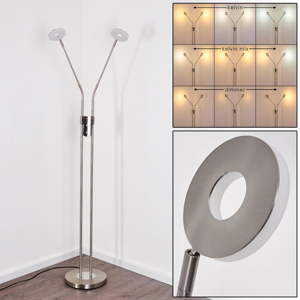 Lampadaire Gulkana LED Nickel mat, 2 lumières main product photo