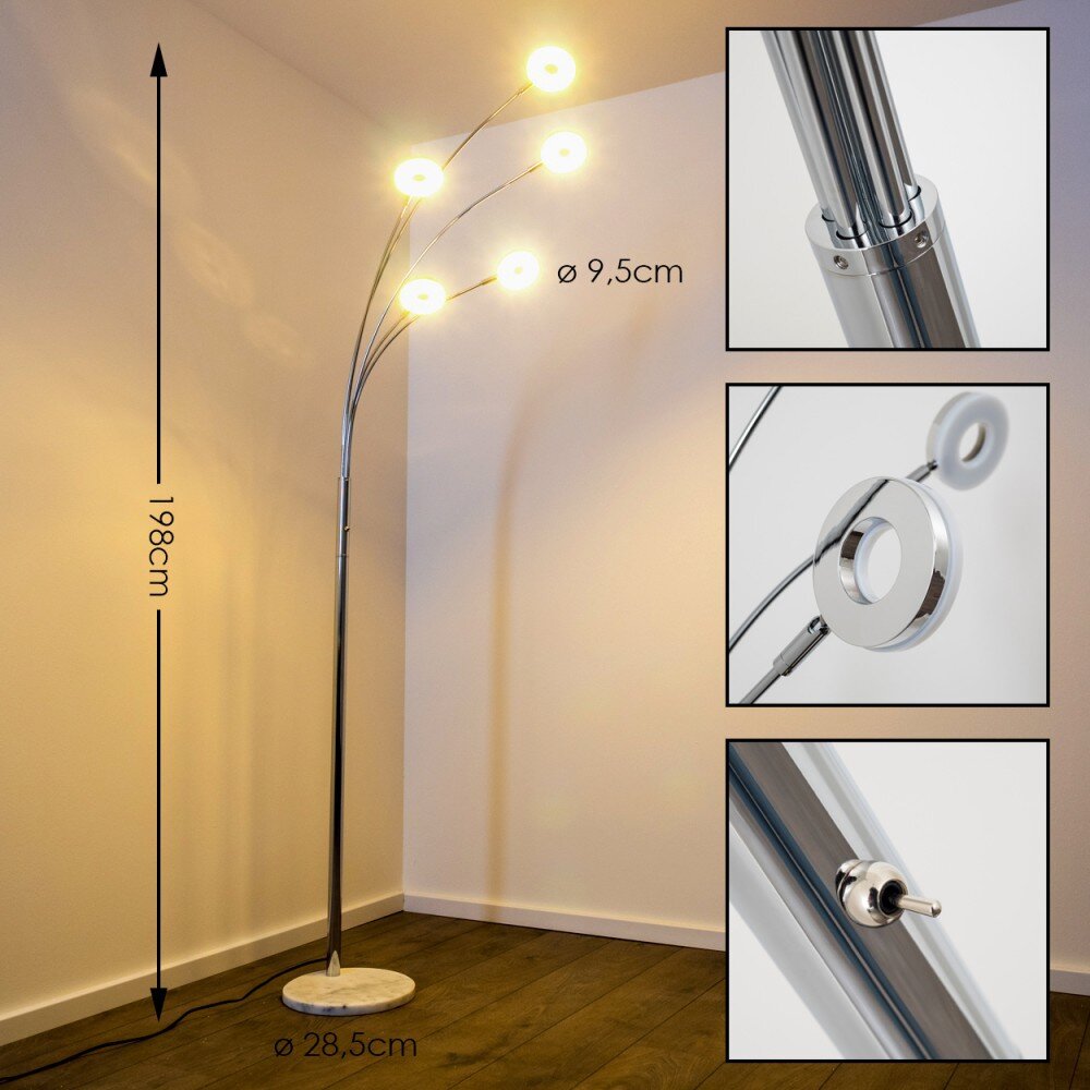 Lampadaire Reality Rennes LED Chrome, 5 lumières main product photo