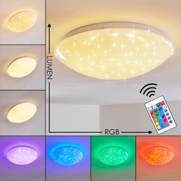 Plafonnier Kendal LED Blanc, 1 lumière, Télécommandes, Changeur de couleurs