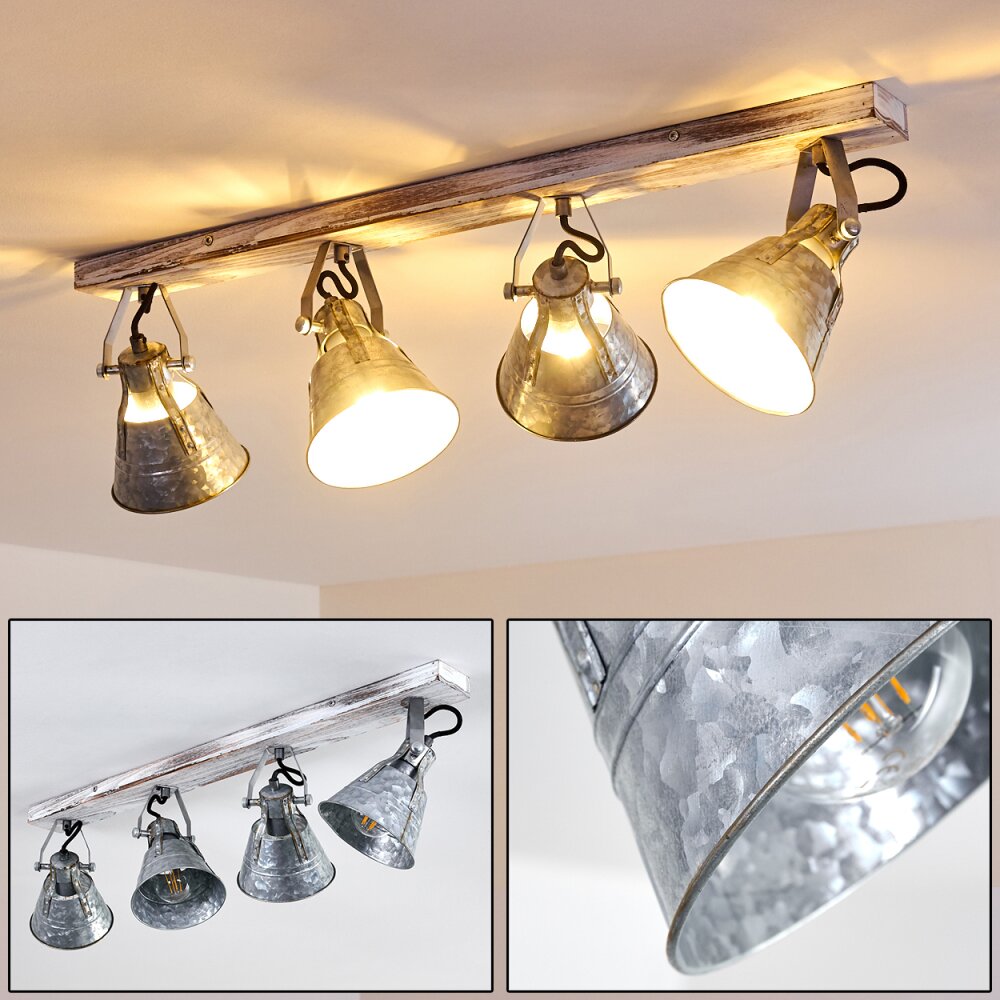 Plafonnier Berkeley Bois clair, Zingué, 4 lumières main product photo