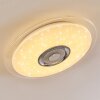 Plafonnier Haderup LED Chrome, Blanc, 1 lumière, Télécommandes, Changeur de couleurs