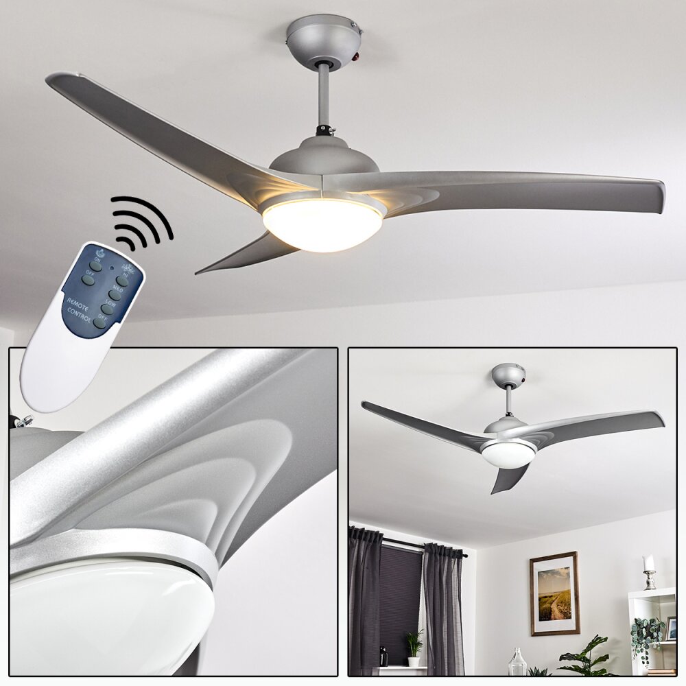 Ventilateur de plafond Sanford Argenté, 1 lumière, Télécommandes main product photo