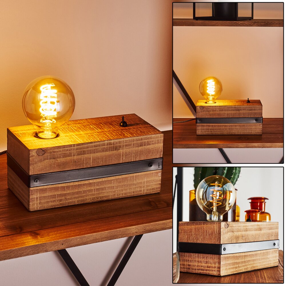 Lampe de table Montgomery Bois foncé, Noir, 1 lumière main product photo