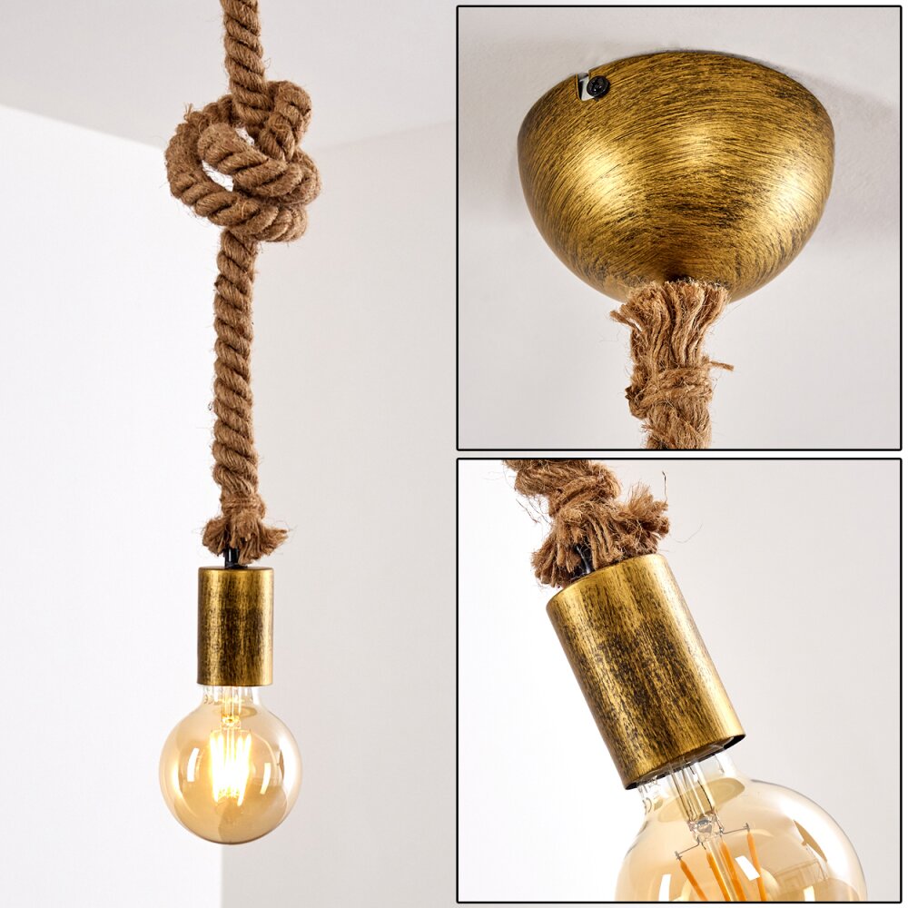 Suspension Tenna Kordel Vieux laiton, Brun, 1 lumière main product photo