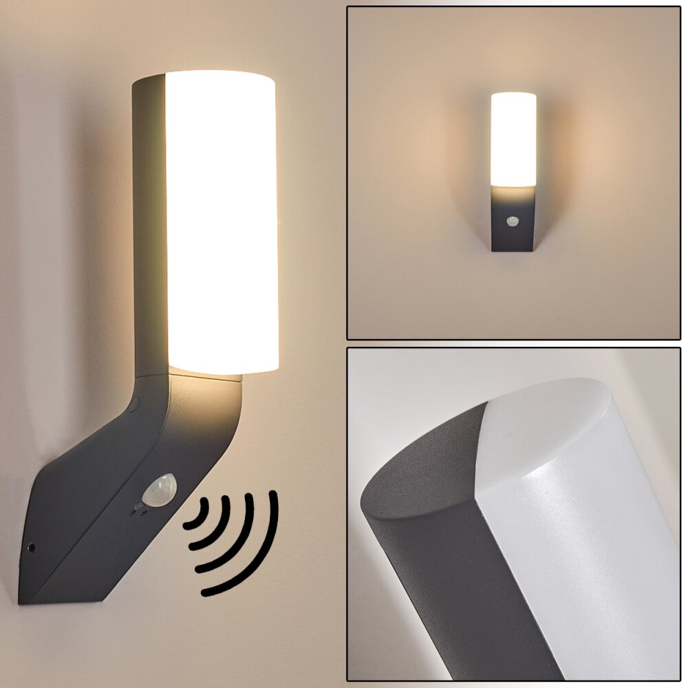 Applique murale d'extérieur Porus LED Anthracite, 1 lumière, Détecteur de mouvement main product photo