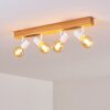 Plafonnier Barbengo Bois clair, Blanc, 4 lumières