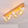 Plafonnier Barbengo Bois clair, Blanc, 4 lumières