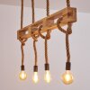Suspension Riekje Brun, Bois clair, Noir, 4 lumières