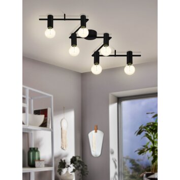 Plafonnier Eglo PASSA RELLA Noir, 6 lumières