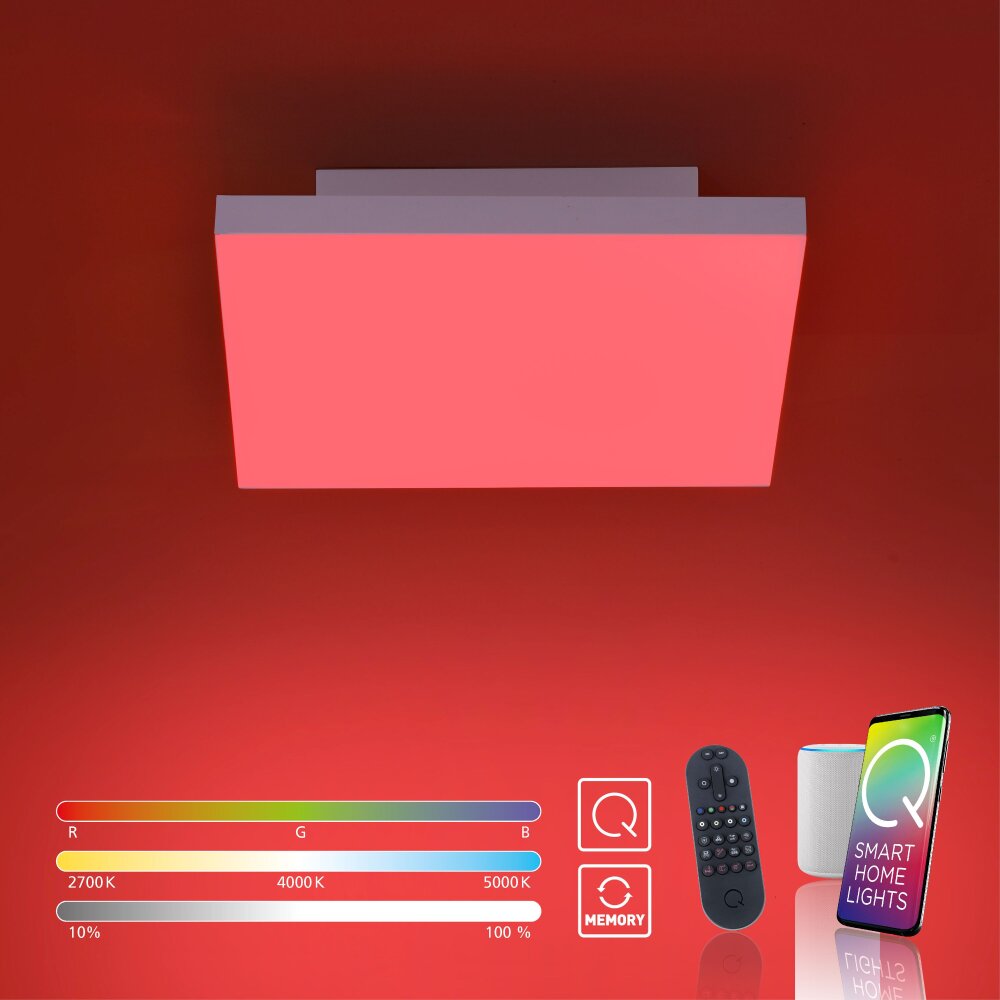 Plafonnier Paul Neuhaus Q-FLAG LED Blanc, 1 lumière, Télécommandes, Changeur de couleurs main product photo