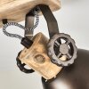 Plafonnier Orny Anthracite, Bois clair, 3 lumières