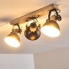 Plafonnier Orny Anthracite, Bois clair, 3 lumières