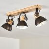 Plafonnier Orny Anthracite, Bois clair, 3 lumières