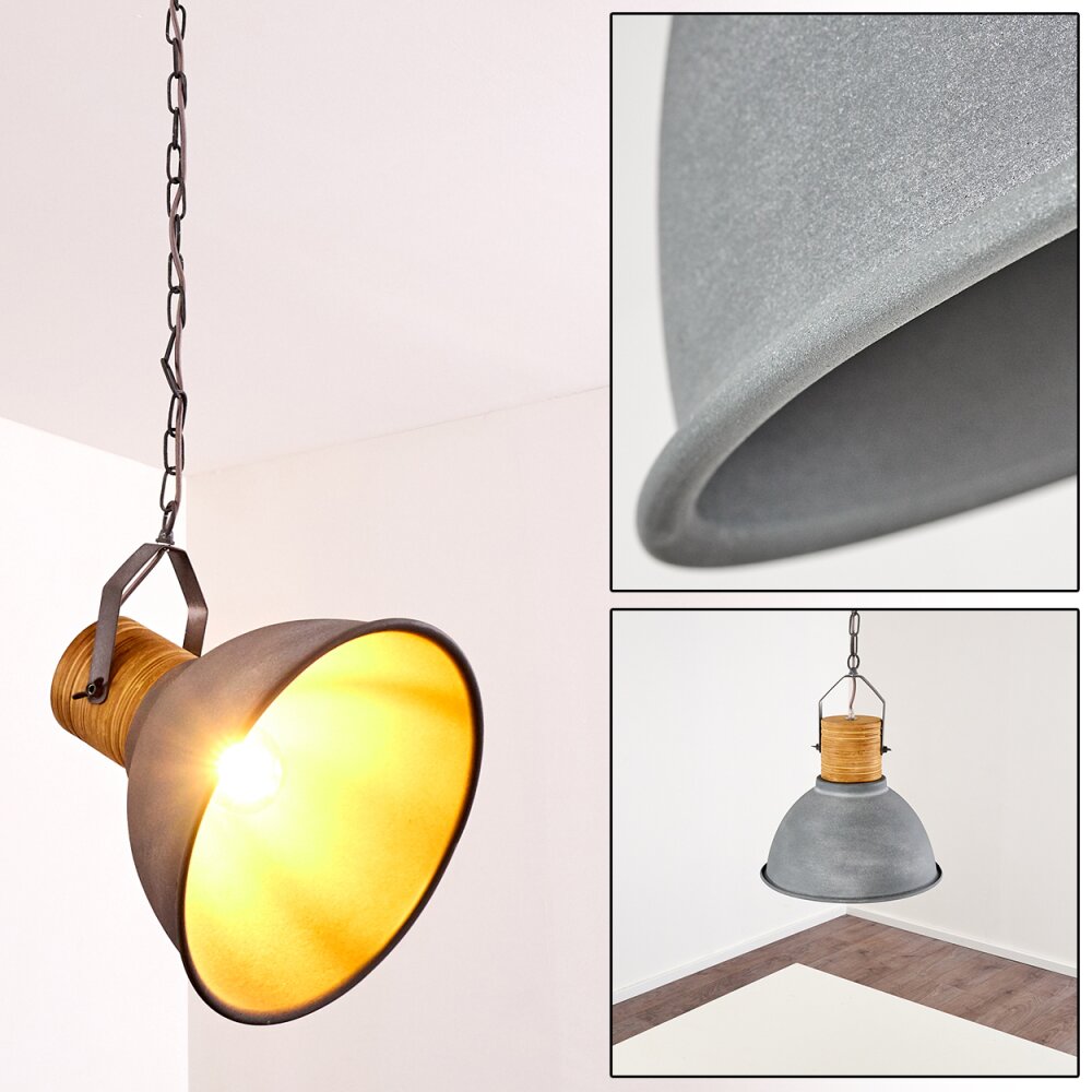 Suspension Kinzua Gris, Bois clair, Pierre, 1 lumière main product photo