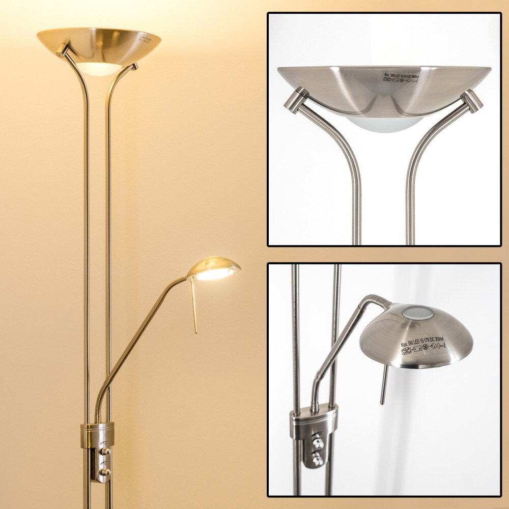 Lampadaire à vasque Rom LED Nickel mat, 2 lumières main product photo