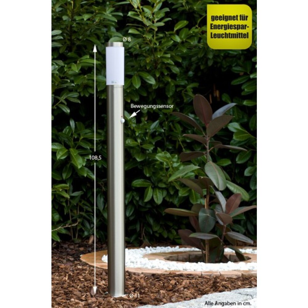Borne d'éclairage Massive myGarden UTRECHT Acier inoxydable, Blanc, 1 lumière, Détecteur de mouvement main product photo