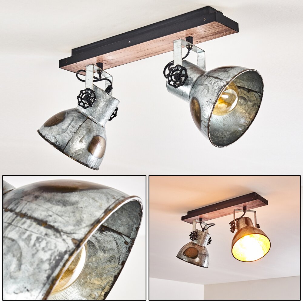 Plafonnier Hora Bois foncé, 2 lumières main product photo