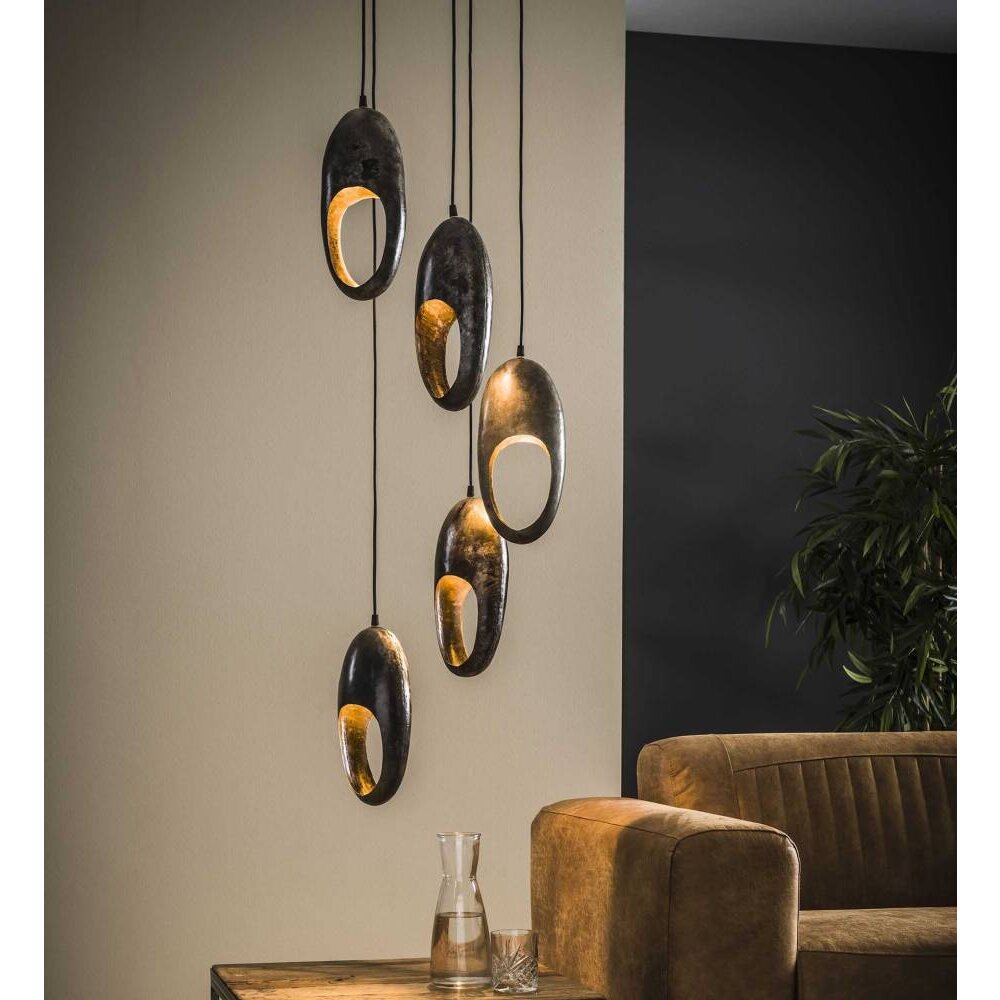 Suspension BERUM Gris, Noir, 5 lumières main product photo