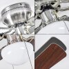 Ventilateur de plafond Trillo Gris, Bois clair, Nickel mat, 1 lumière